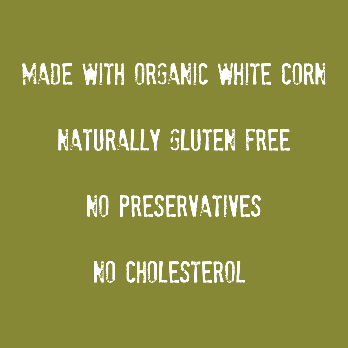 White text on a green background reads: Mi Niña Tortilla Sea Salt Made with Olive Oil Chips are made with organic white corn, naturally gluten free, and contain no preservatives or cholesterol. These delicious White Corn Tortilla Chips are crafted with just a touch of sea salt and olive oil. Available in a 24 Pack / 1.5 oz size.