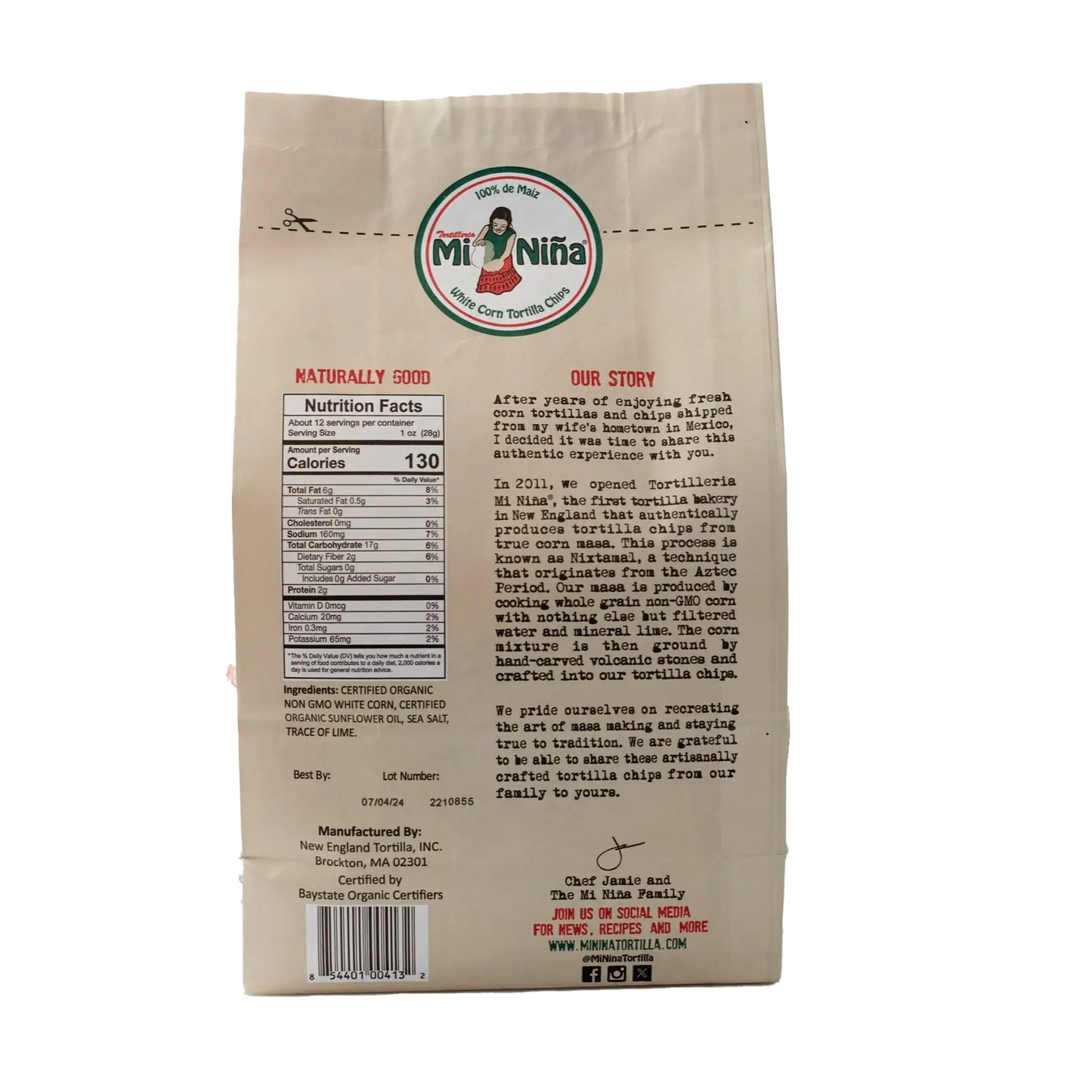 CASE - Organic “Sea Salt” White Corn Tortilla Chip