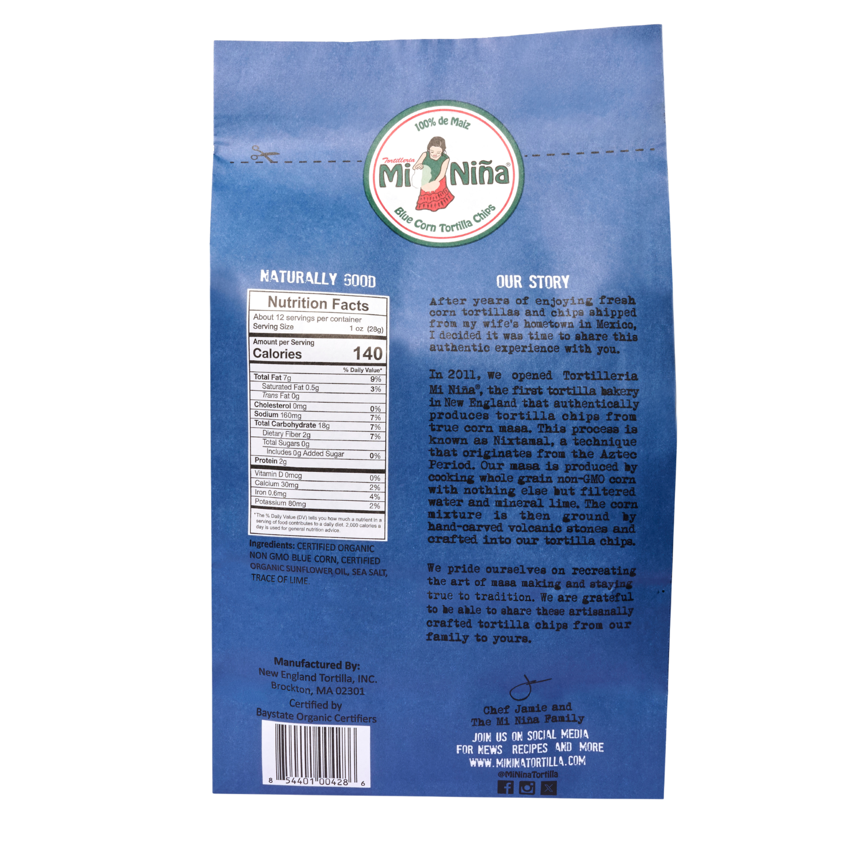 CASE - Organic Blue Corn “Sea Salt” Tortilla Chip-Mi Niña Tortilla
