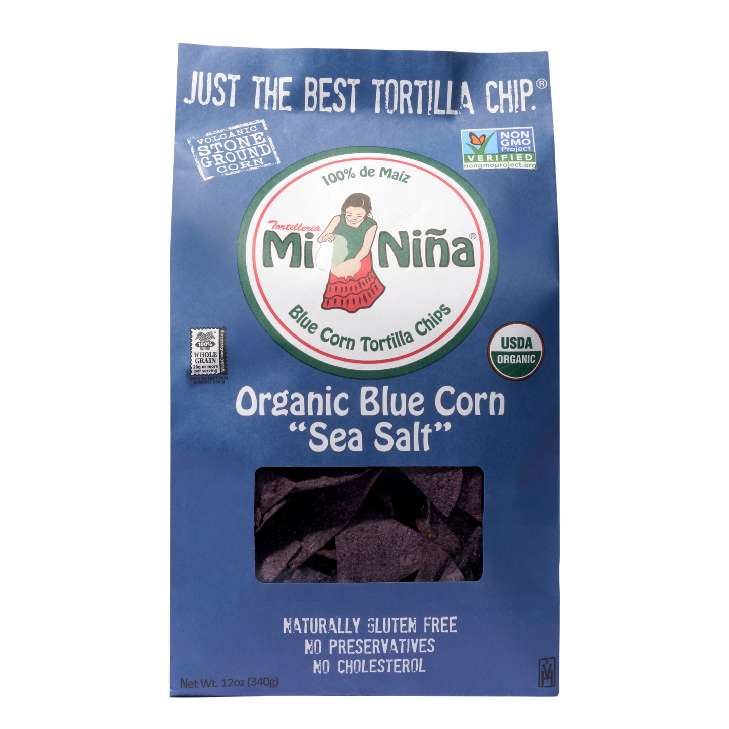 CASE - Organic Blue Corn “Sea Salt” Tortilla Chip-Mi Niña Tortilla