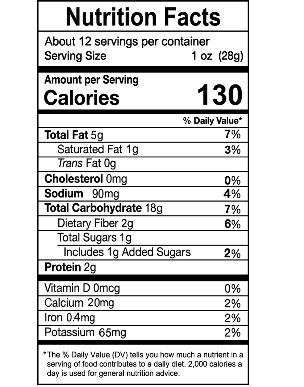 Nutrition facts for “Jalapeño Agave” Tortilla Chip - 9 Pack / 12 oz