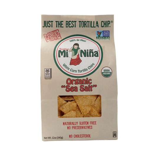 CASE - Organic “Sea Salt” White Corn Tortilla Chip-Mi Niña Tortilla