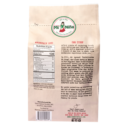 CASE - Organic “Sea Salt” White Corn Tortilla Chip-Mi Niña Tortilla