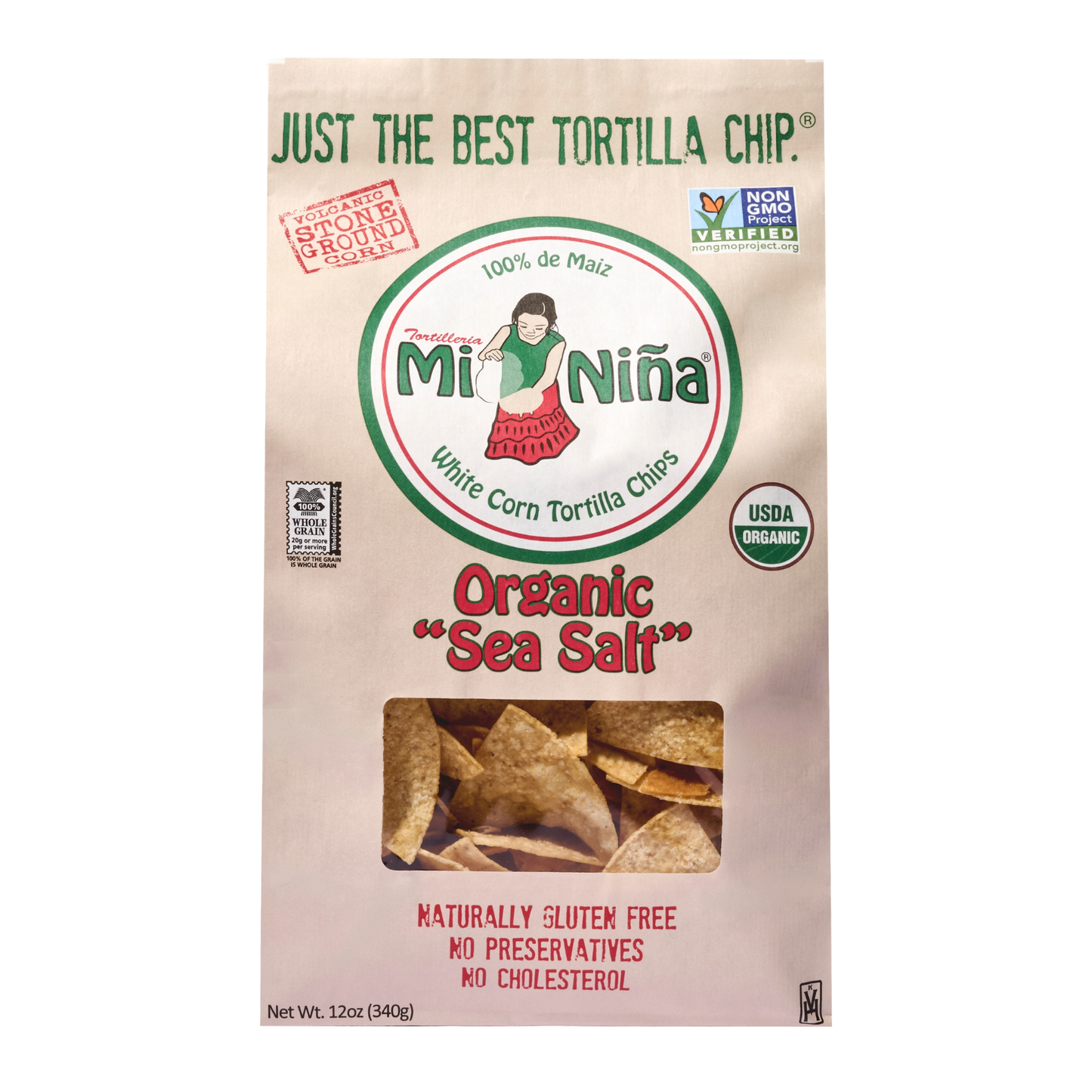 CASE - Organic “Sea Salt” White Corn Tortilla Chip-Mi Niña Tortilla