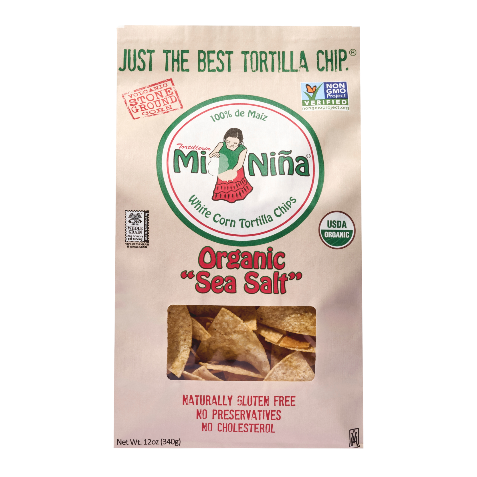 CASE - Organic “Sea Salt” White Corn Tortilla Chip-Mi Niña Tortilla
