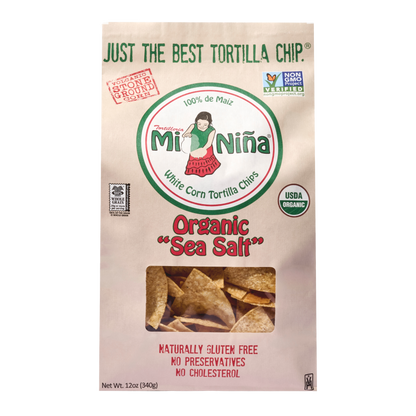 CASE - Organic “Sea Salt” White Corn Tortilla Chip-Mi Niña Tortilla